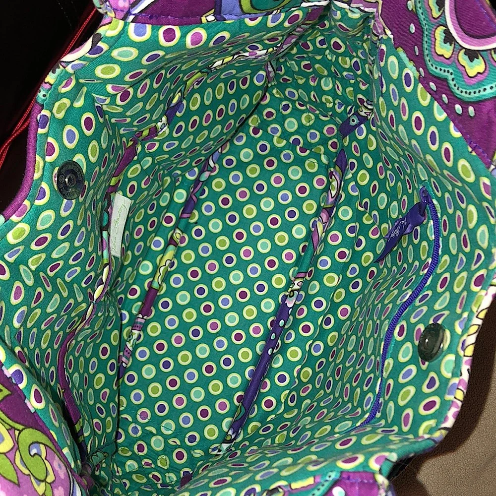 VERA BRADLEY Purple Turquoise Quilted Paisley Shoulder Bag Crossbody Adj. Strap - Picture 15 of 16